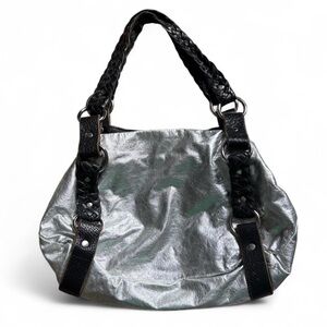 Y2K Vintage Tylie Malibu Bag Silver Leather Tote Rare Style